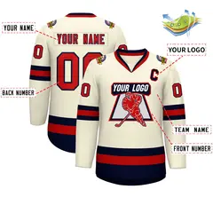 Khaki Red-Navy Classic Hockey Jersey 2