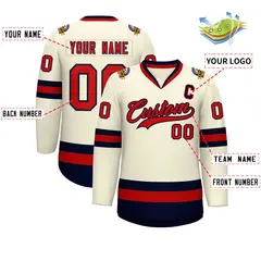 Khaki Red-Navy Classic Hockey Jersey 2