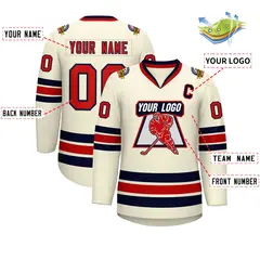 Khaki Red-Navy Classic Hockey Jersey 2