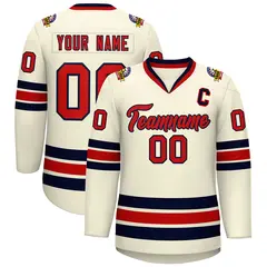 Khaki Red-Navy Classic Hockey Jersey 1