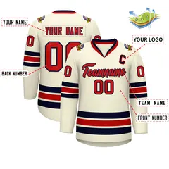 Khaki Red-Navy Classic Hockey Jersey 2