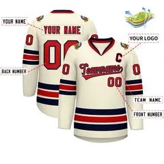 Khaki Red-Navy Classic Hockey Jersey 2