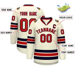 Khaki Red-Navy Classic Hockey Jersey 2