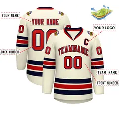 Khaki Red-Navy Classic Hockey Jersey 2