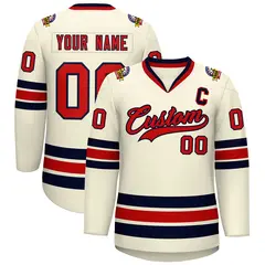 Khaki Red-Navy Classic Hockey Jersey 1