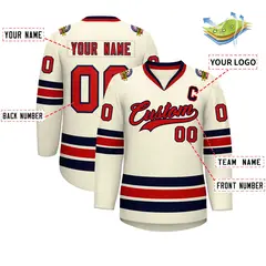 Khaki Red-Navy Classic Hockey Jersey 2