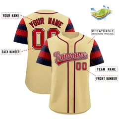 Khaki Red Navy Flag Lace Sleeve Baseball Jersey 2