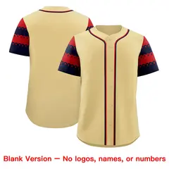 Khaki Red Navy Flag Lace Sleeve Baseball Jersey 7
