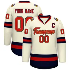 Khaki Red Old Gold-Navy Classic Hockey Jersey 1