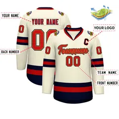 Khaki Red Old Gold-Navy Classic Hockey Jersey 2