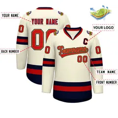 Khaki Red Old Gold-Navy Classic Hockey Jersey 2