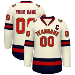Khaki Red Old Gold-Navy Classic Hockey Jersey 1