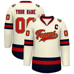 Khaki Red Old Gold-Navy Classic Hockey Jersey 1