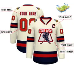 Khaki Red Old Gold-Navy Classic Hockey Jersey 2