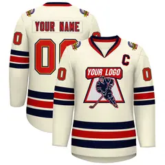 Khaki Red Old Gold-Navy Classic Hockey Jersey 1