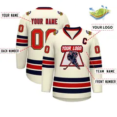 Khaki Red Old Gold-Navy Classic Hockey Jersey 2