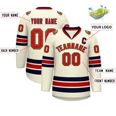Khaki Red Old Gold-Navy Classic Hockey Jersey 2