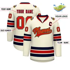 Khaki Red Old Gold-Navy Classic Hockey Jersey 2