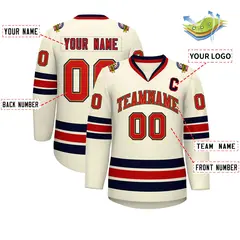 Khaki Red Old Gold-Navy Classic Hockey Jersey 2