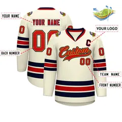 Khaki Red Old Gold-Navy Classic Hockey Jersey 2