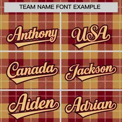 Khaki Red Plaid Authentic Baseball Jersey 3