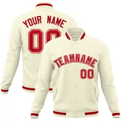 Khaki Red-Red Classic Varsity Full-Snap Letterman Jacket