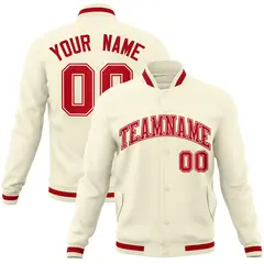 Khaki Red-Red Classic Varsity Full-Snap Letterman Jacket 1