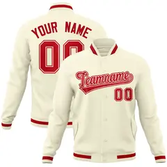 Khaki Red-Red Classic Varsity Full-Snap Letterman Jacket 1