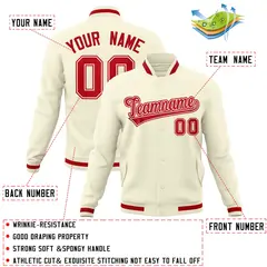 Khaki Red-Red Classic Varsity Full-Snap Letterman Jacket 4