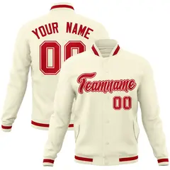 Khaki Red-Red Classic Varsity Full-Snap Letterman Jacket 1