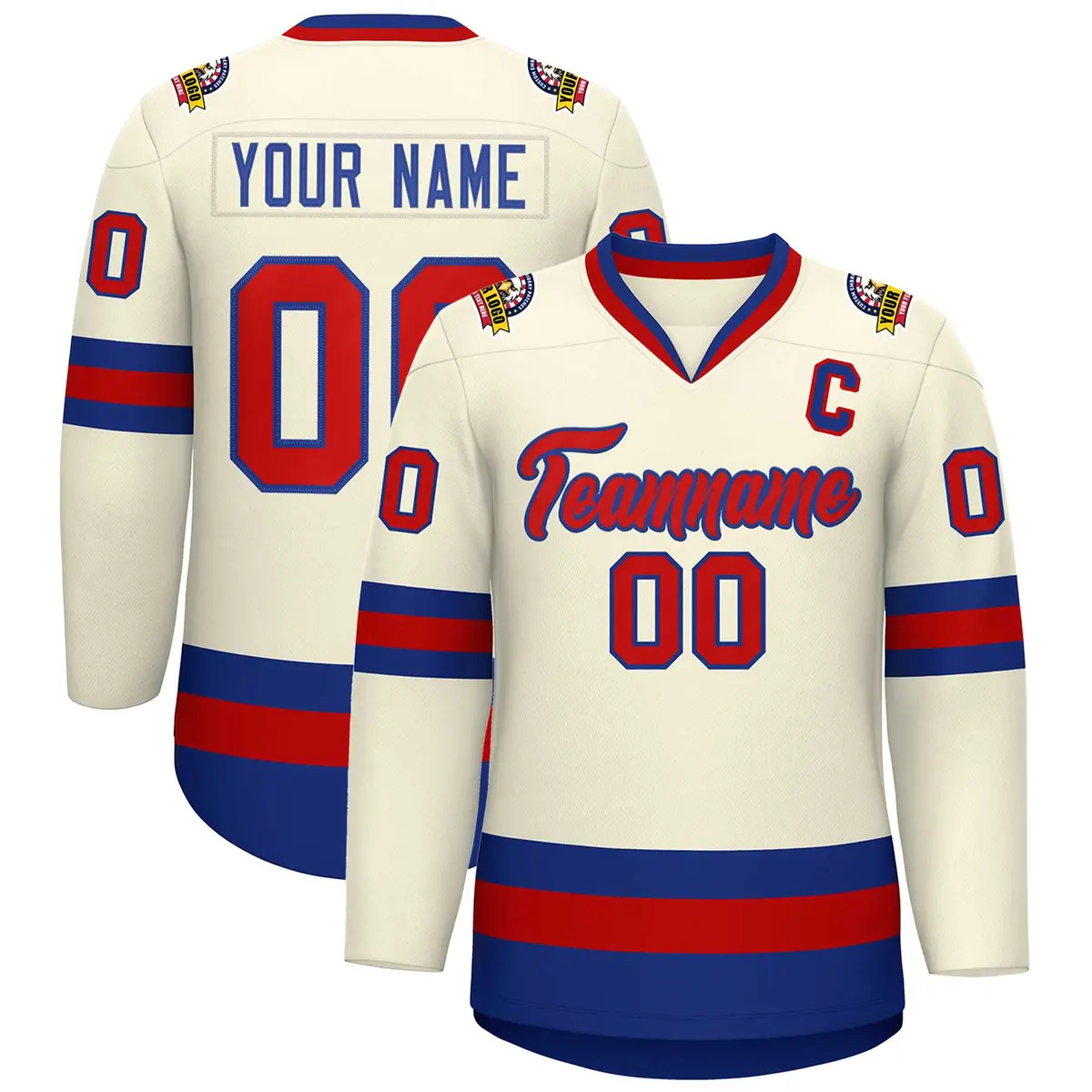 Khaki Red-Royal Classic Hockey Jersey