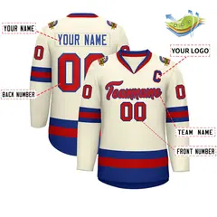 Khaki Red-Royal Classic Hockey Jersey 2