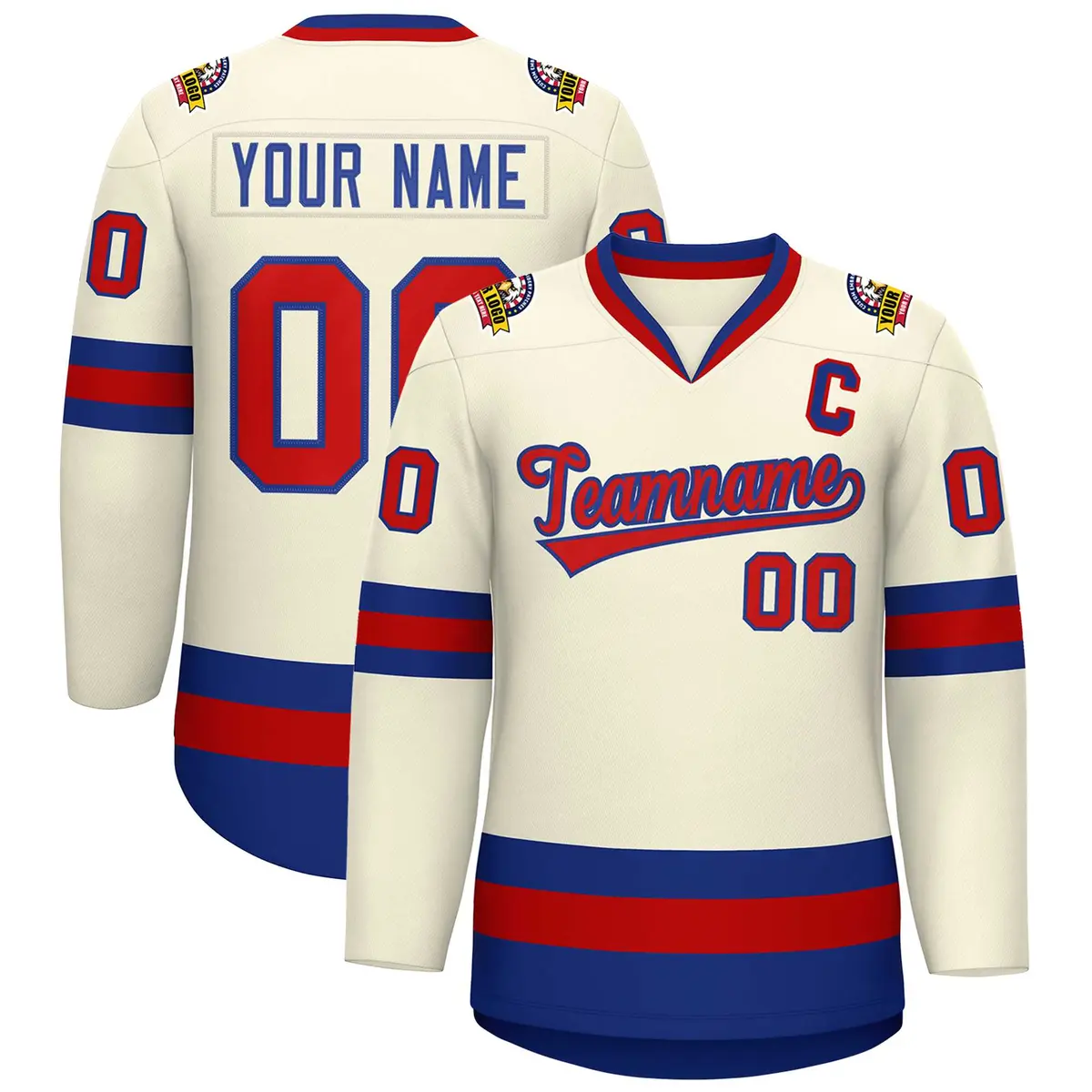 Khaki Red-Royal Classic Hockey Jersey