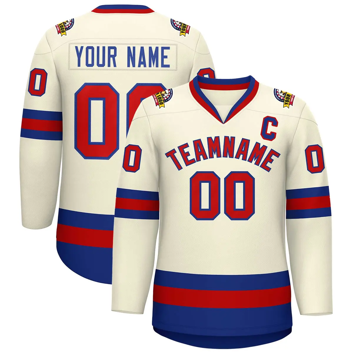 Khaki Red-Royal Classic Hockey Jersey