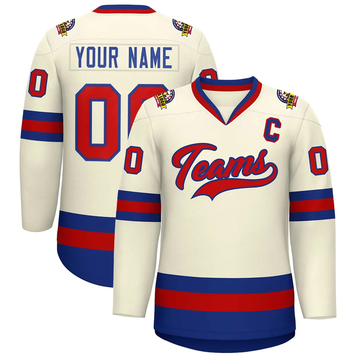 Khaki Red-Royal Classic Hockey Jersey