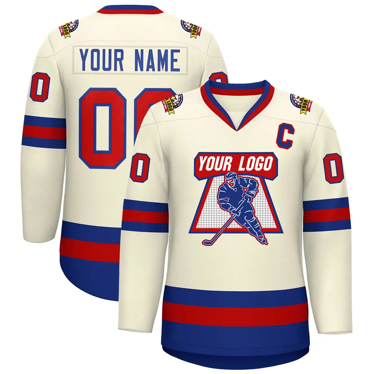 Khaki Red-Royal Classic Hockey Jersey