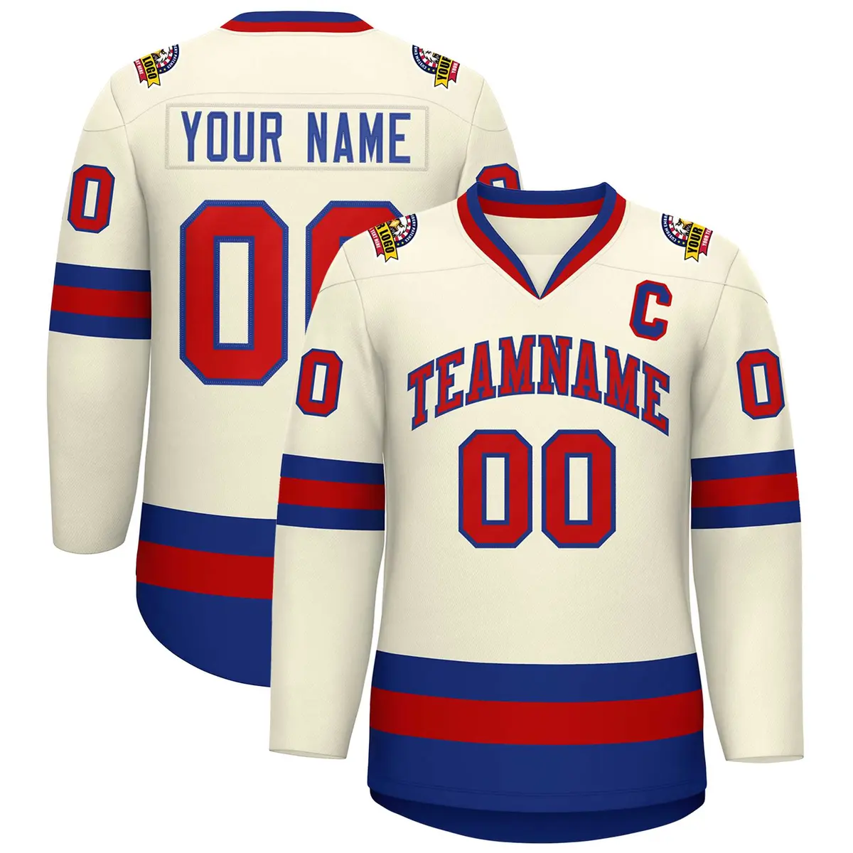 Khaki Red-Royal Classic Hockey Jersey