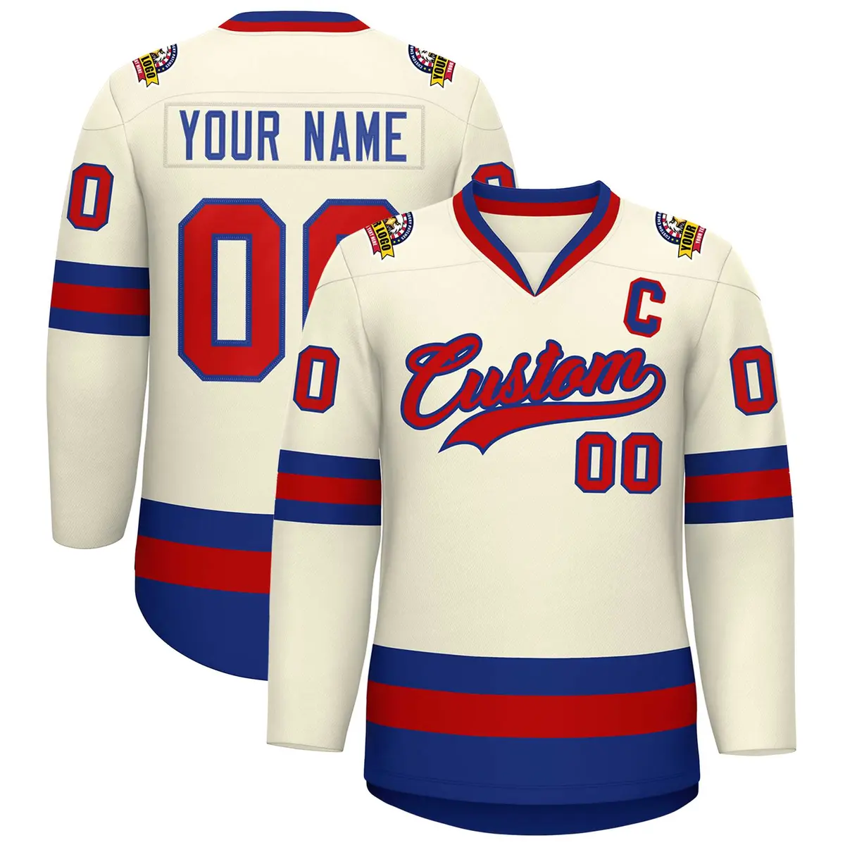 Khaki Red-Royal Classic Hockey Jersey