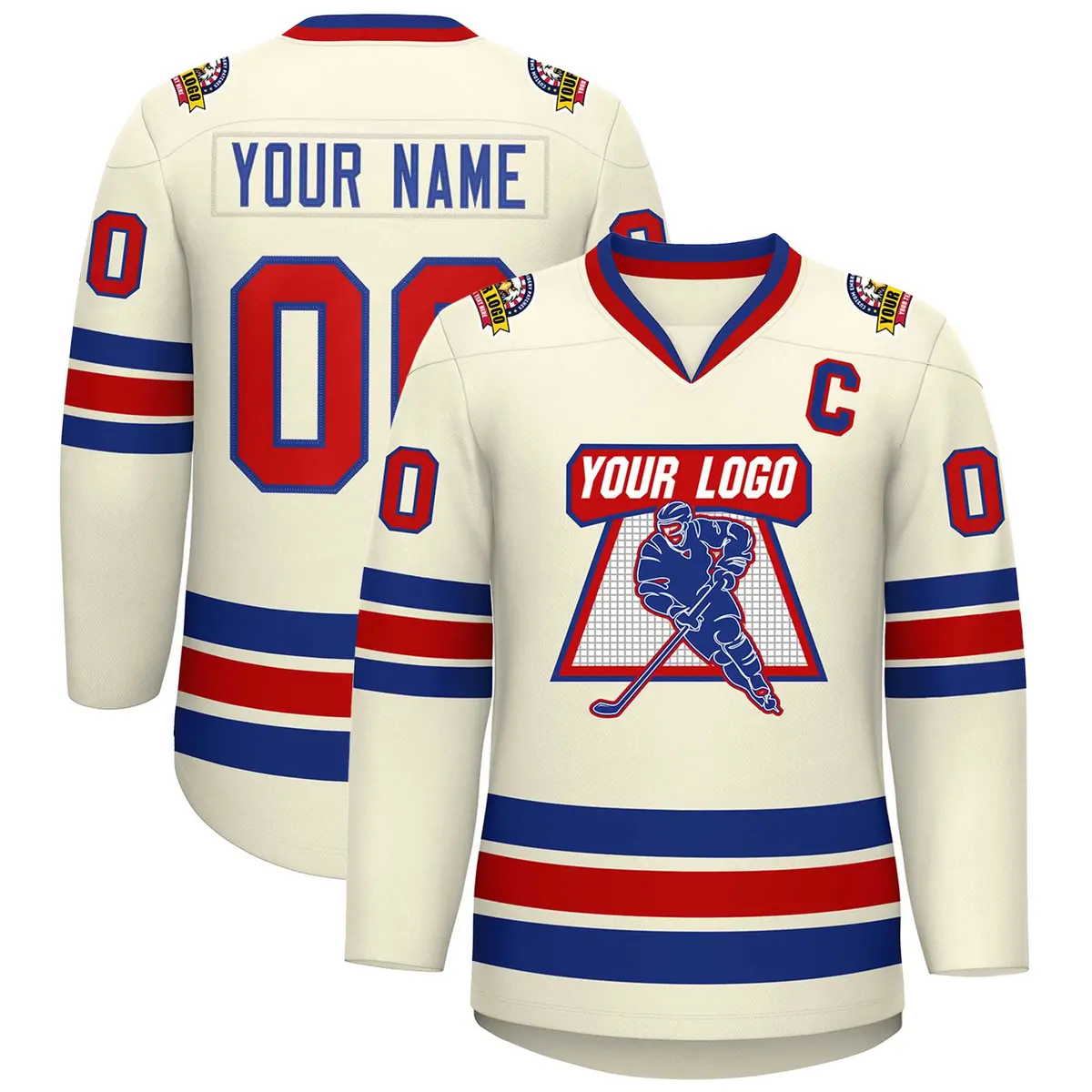 Khaki Red-Royal Classic Hockey Jersey
