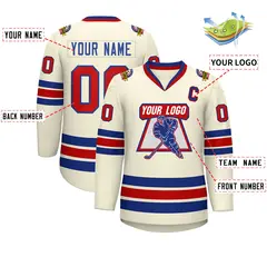 Khaki Red-Royal Classic Hockey Jersey 2