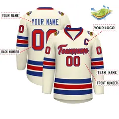 Khaki Red-Royal Classic Hockey Jersey 2