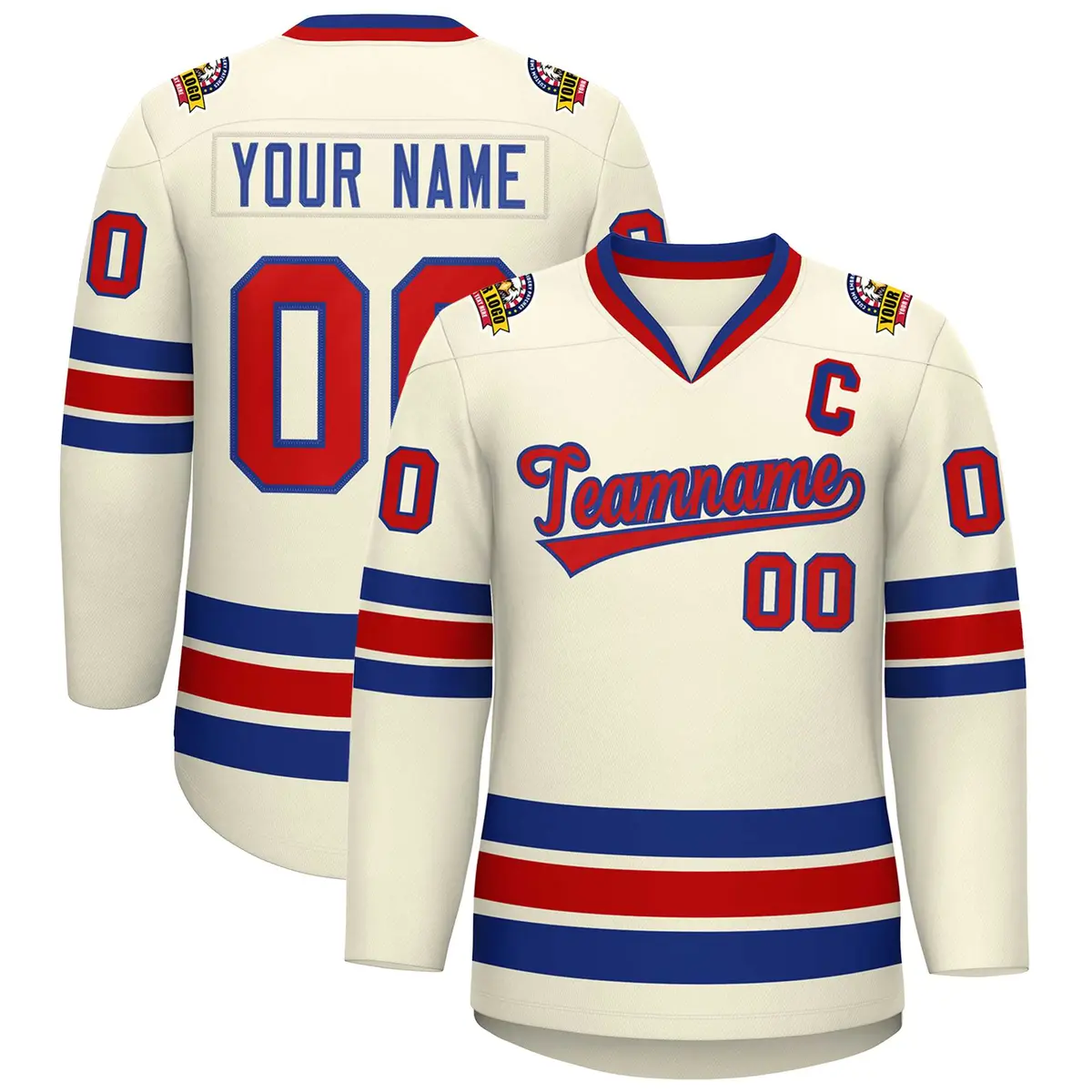 Khaki Red-Royal Classic Hockey Jersey