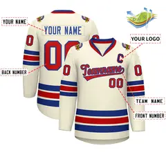 Khaki Red-Royal Classic Hockey Jersey 2