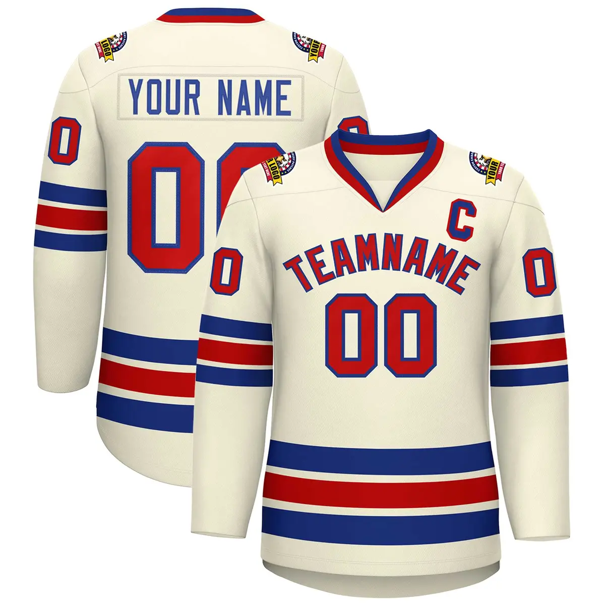 Khaki Red-Royal Classic Hockey Jersey
