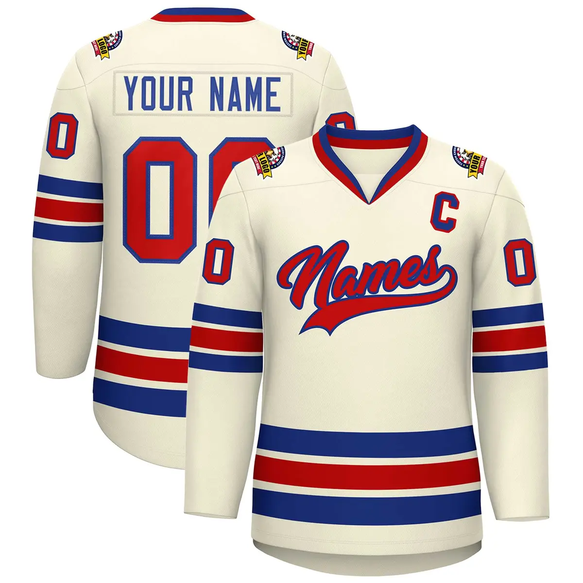Khaki Red-Royal Classic Hockey Jersey