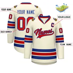 Khaki Red-Royal Classic Hockey Jersey 2