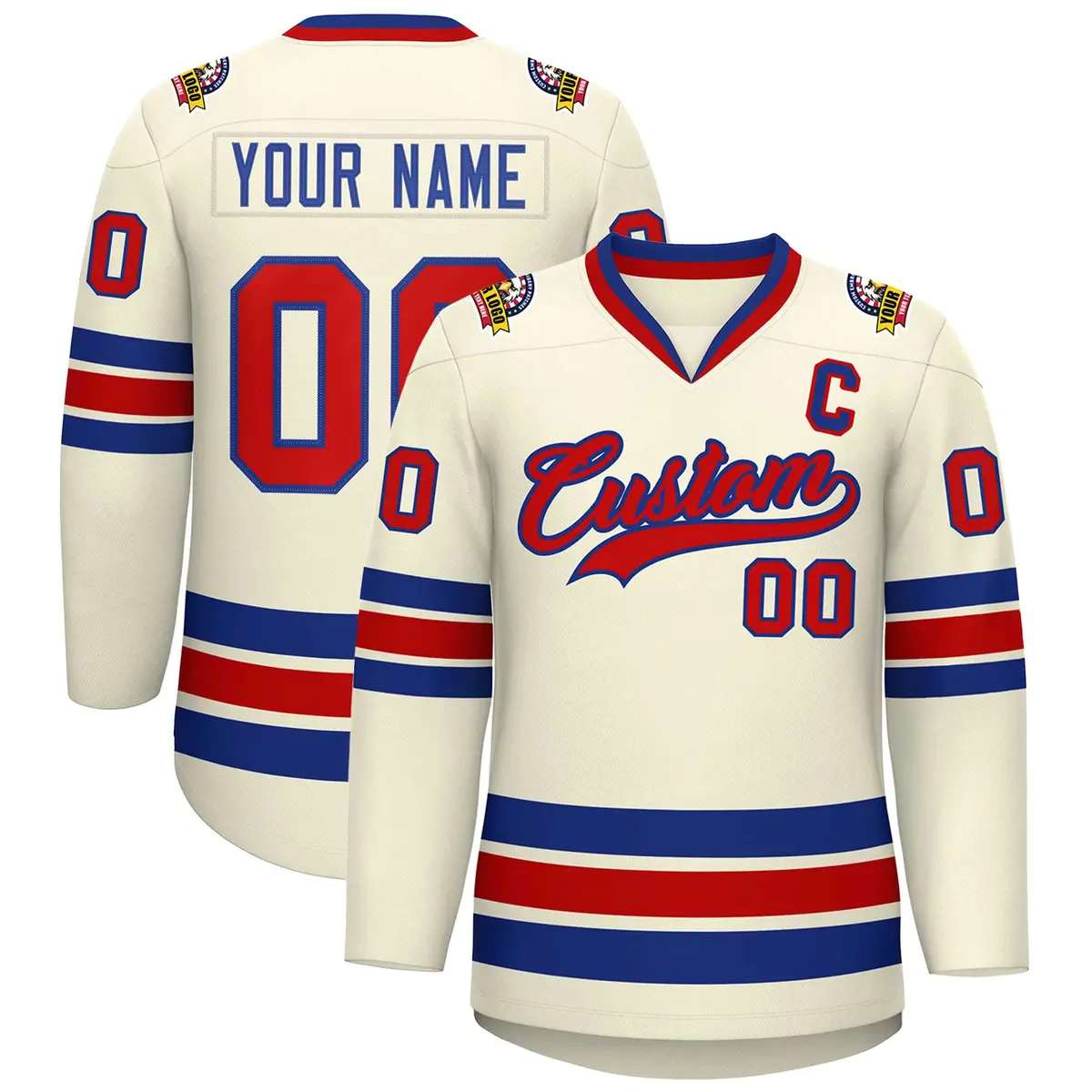 Khaki Red-Royal Classic Hockey Jersey