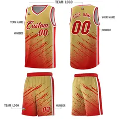 Khaki Red Splash Basketball Kit for Match Day 5