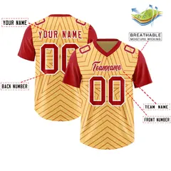 Khaki Red Star Pattern Raglan Sleeves Football Jersey 2