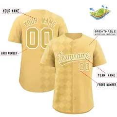 Khaki Rhombus Design Authentic Baseball Jersey 2